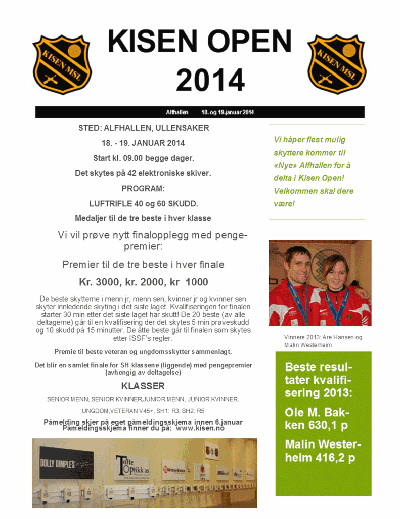 Kisen Open 17.-18.januar 2015 Bruk denne!